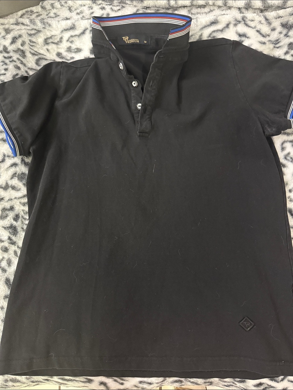 Premium Black Polo with Contrast Stripe Trim